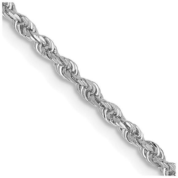 14K White Gold 22in 2mm Diamond-cut Quadruple Rope Lobster Clasp Chain